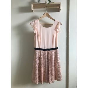 Pink Sequined Chiffon Dress - Medium